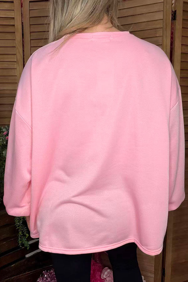Valentine's pink sequin lips long sleeve women shirt DLH14600