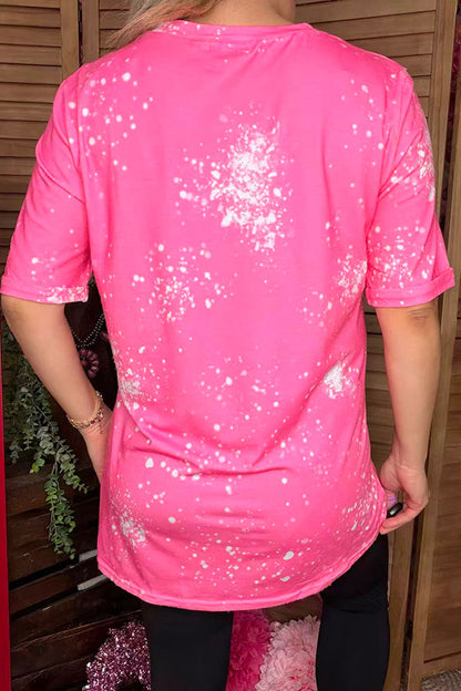 Mom and me Heart & bow print valentine short sleeve women fuchsia t-shirt DLH13521