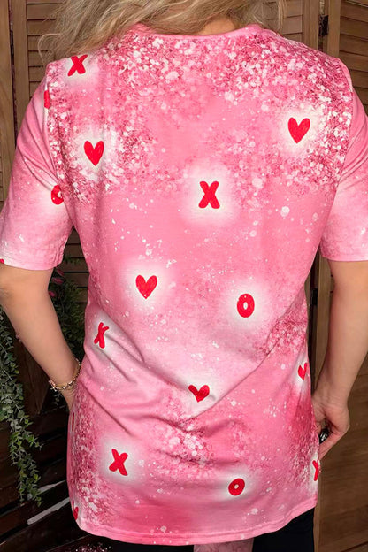 "HOWDY honey"& XOXO bootsprinted short sleeve women tops XCH14135