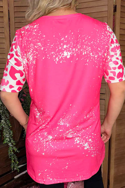Valentine Hearts printed leopard short sleeve tie dye women t-shirt XCH14625