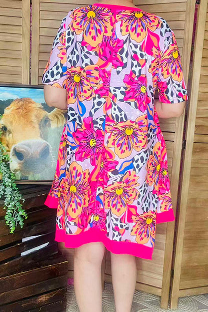 High low floral printed short sleeve women dresses with pockets GJQ15153