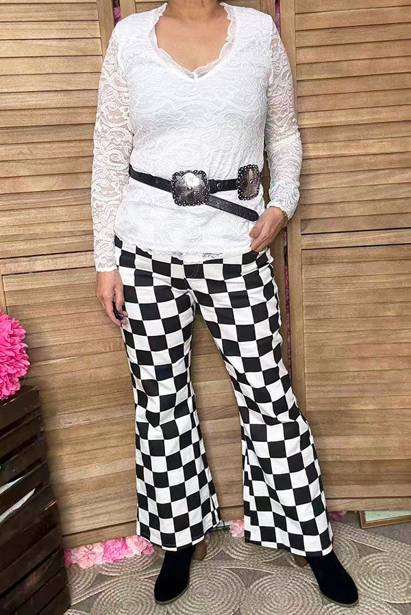 BQ15441 White lace w/lining deep v-neck long sleeve women tops