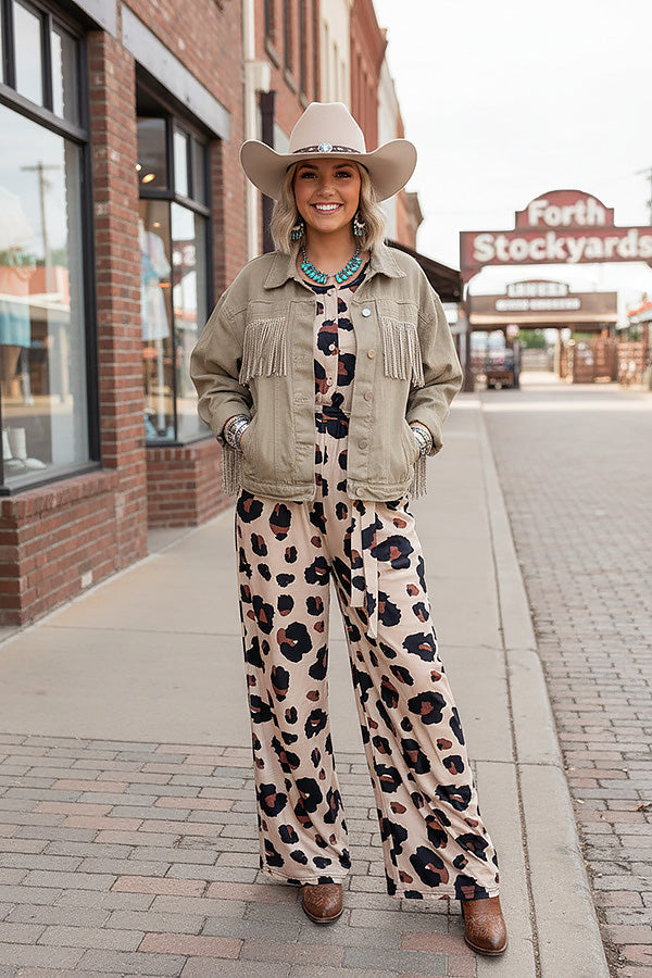 Women's apparel wholesale One piece overall leopard jumpsuit w/waistband & pockets YMY15073