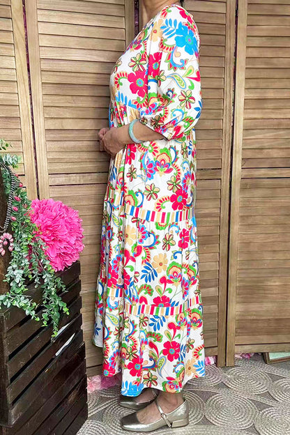 Women's dress wholesale Floral Tiered Layered Maxi Dress XCH16194