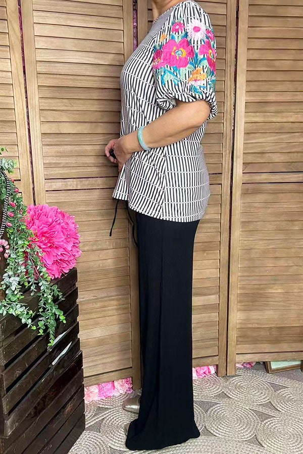 Women's blouse with very detailed embroidered balloon sleeves XCH16812