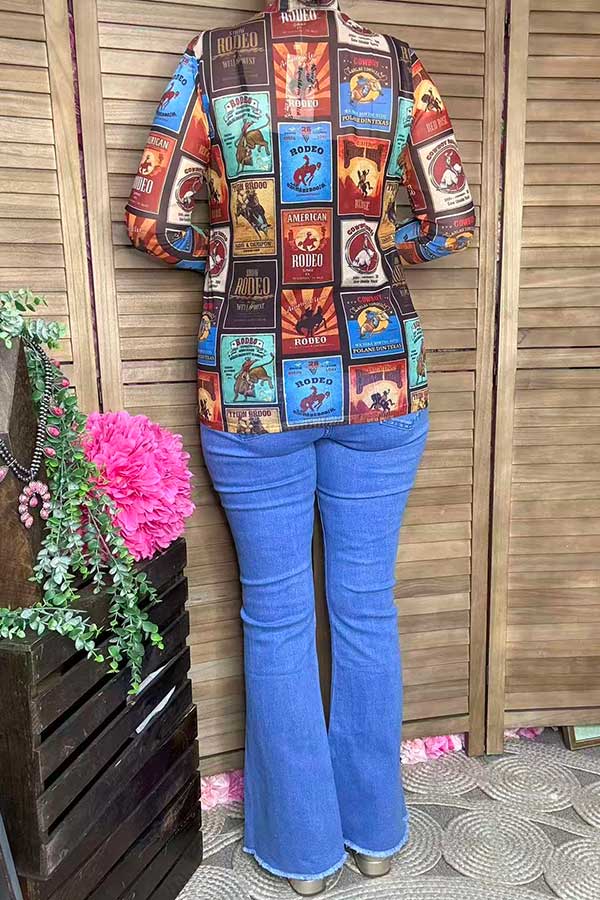 Western patterns sheer long sleeve top boutique clothing suppliers XCH16961