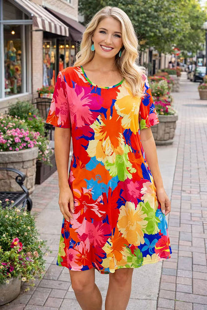 Chich Floral short sleeve women's boutique dress Southern Stitch GJQ15681