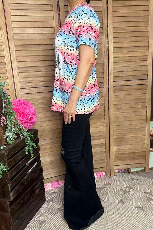 Southern Stitch Western printed short sleeve women tops XCH12971
