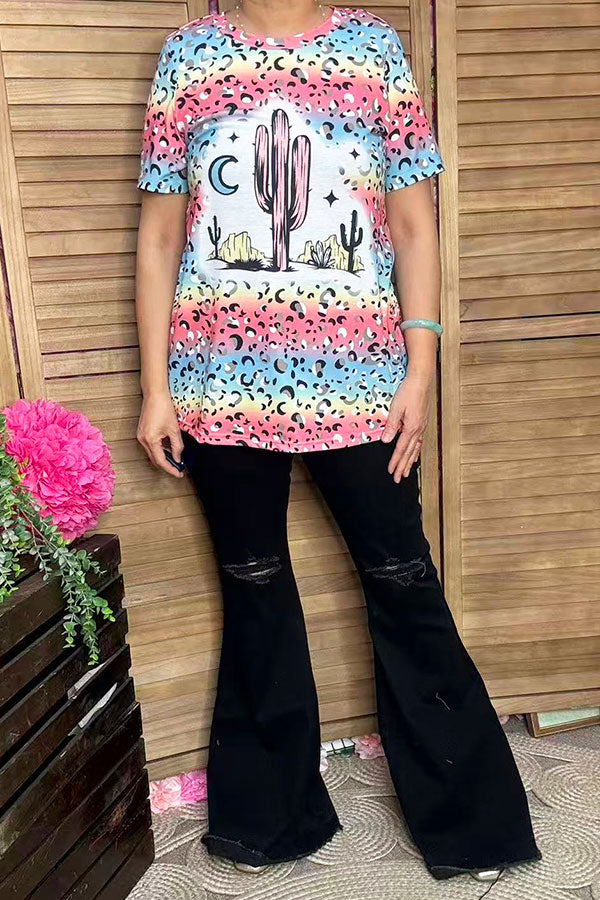Southern Stitch Western printed short sleeve women tops XCH12971