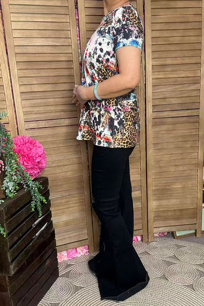 Multi color printed cross short sleeve women t-shirt XCH0722-22