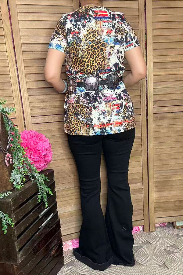 Multi color printed cross short sleeve women t-shirt XCH0722-22