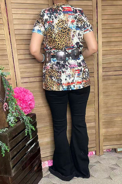 Multi color printed cross short sleeve women t-shirt XCH0722-22