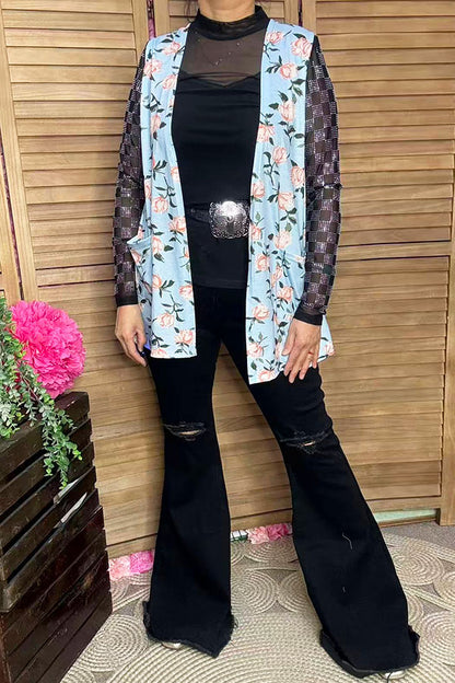 Southern Stitck Floral printed sleeveless split vest BQ4847