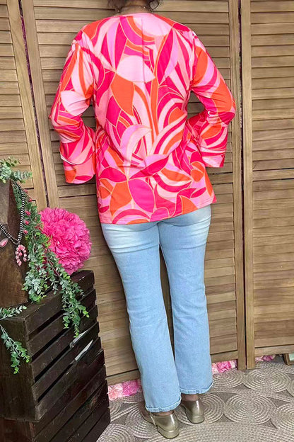 Women boutique clothing wholesale Multi color printed & ruffle 3/4 sleeves GJQ16042