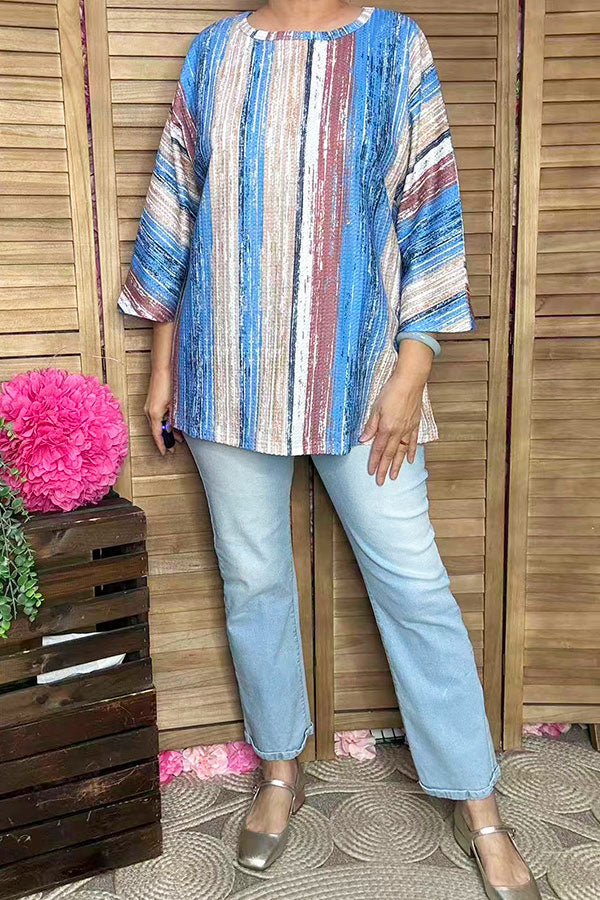Women's boutique clothing vendors drop shoulder 3/4 sleeve women tunic XCH15692