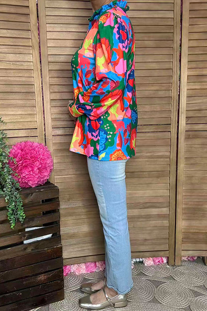 Southern Stitch floral printed long sleeve women's blouse wholesale BQ16306
