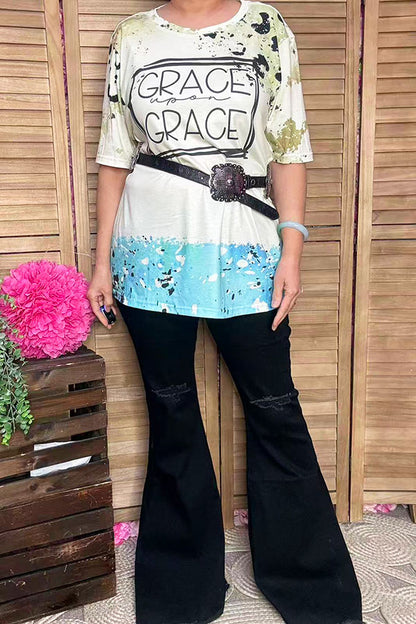 DLH14755 GRACE printed short sleeve women top