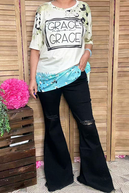 DLH14755 GRACE printed short sleeve women top