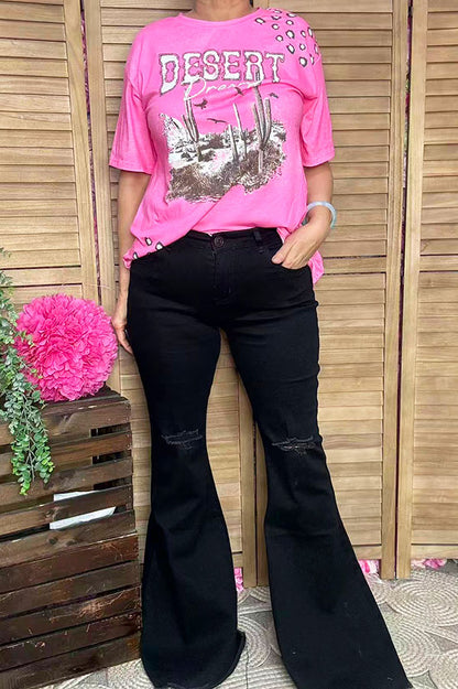 Shop women t-shirt Western DESERT dreams pink top w/short sleeves XCH14765