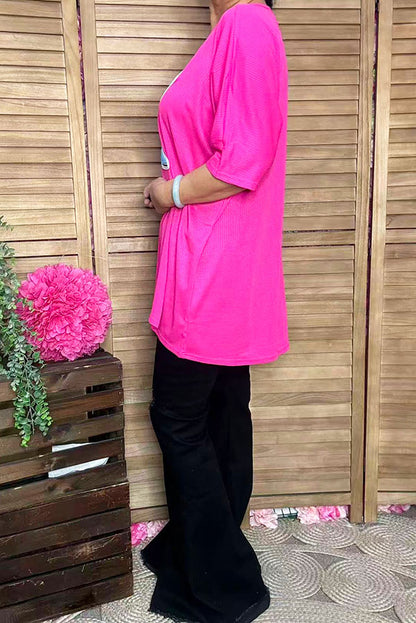 Glitter boots printed pink short sleeve women top DLH14240