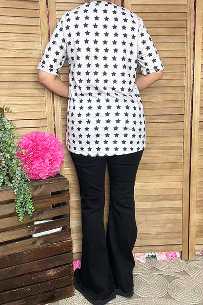 Ladies t-shirt wholesale Eagle & Stars printed short sleeve women top DLH14782