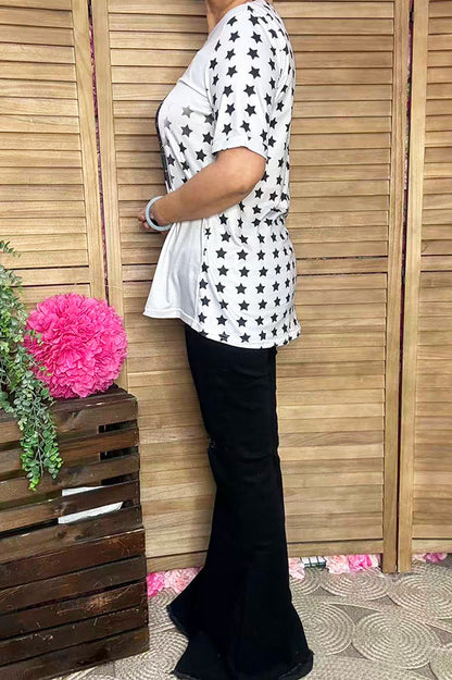 Ladies t-shirt wholesale Eagle & Stars printed short sleeve women top DLH14782