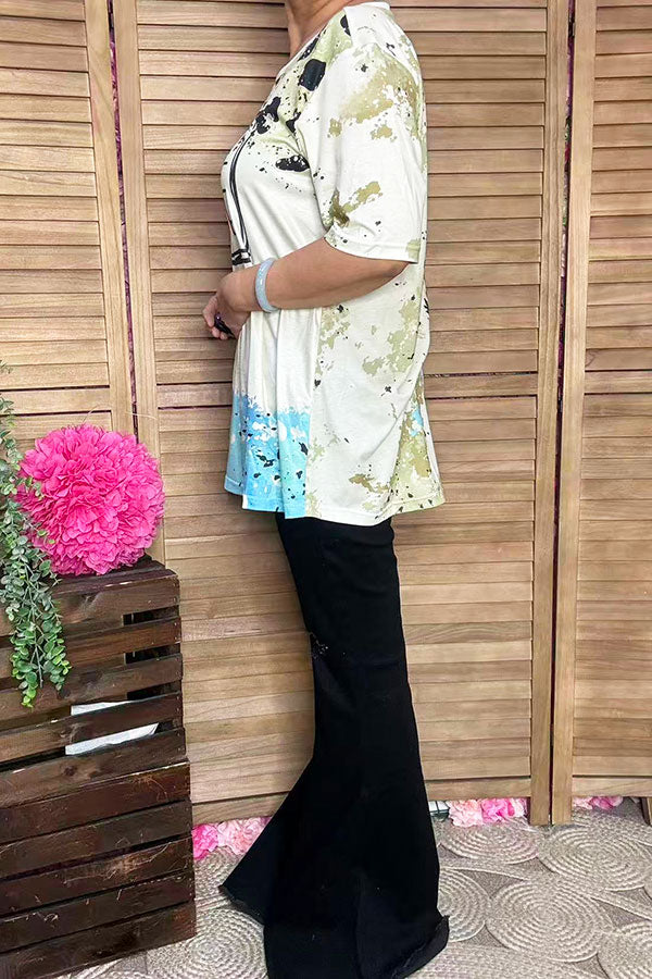 DLH14755 GRACE printed short sleeve women top