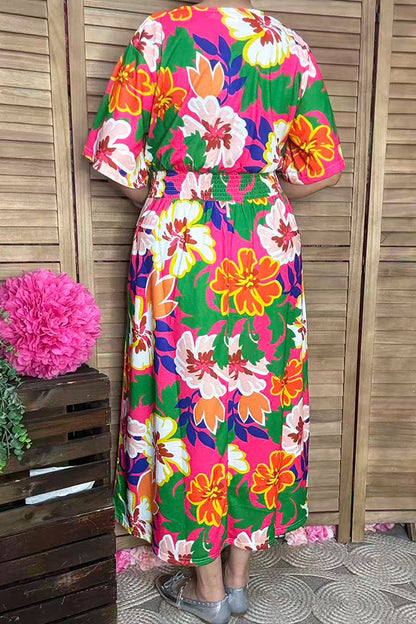Chic floral printed short sleeve maxi women boutioque dress Southern Stitch PA2406