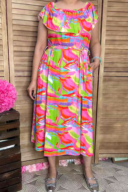 Women's maxi dress suppliers Multi color off shoulder lady's dress GJQ16037