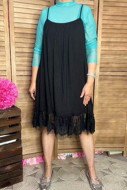 Southern Stitch Black spaghetti strap dress extender w/lace detailing FW7170-3