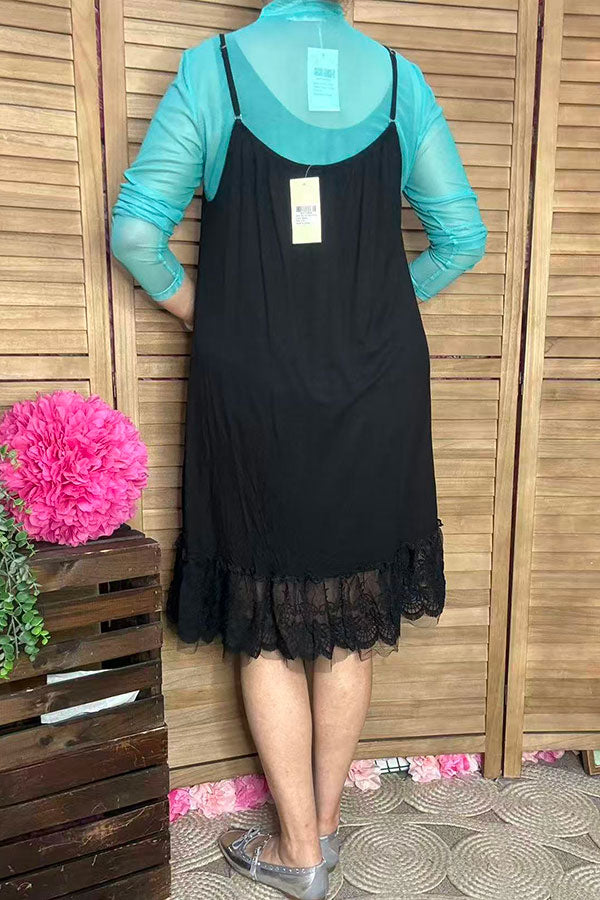 Southern Stitch Black spaghetti strap dress extender w/lace detailing FW7170-3