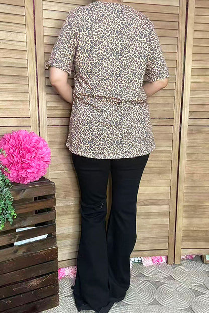 Women''s t-shirt wholesale He is Risen / Leopard printed short sleeves DLH13026