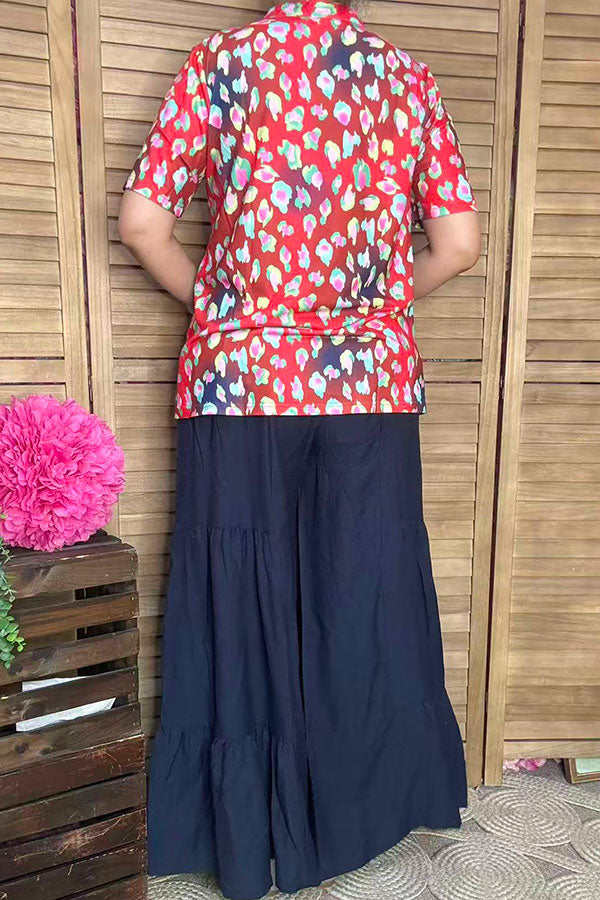 Women top wholesale Leopard printed & short sleeve & V-neckline GJQ15877