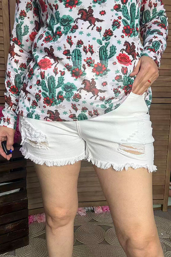 Women's ripped denim shorts wholesale White distressed Shorts J155