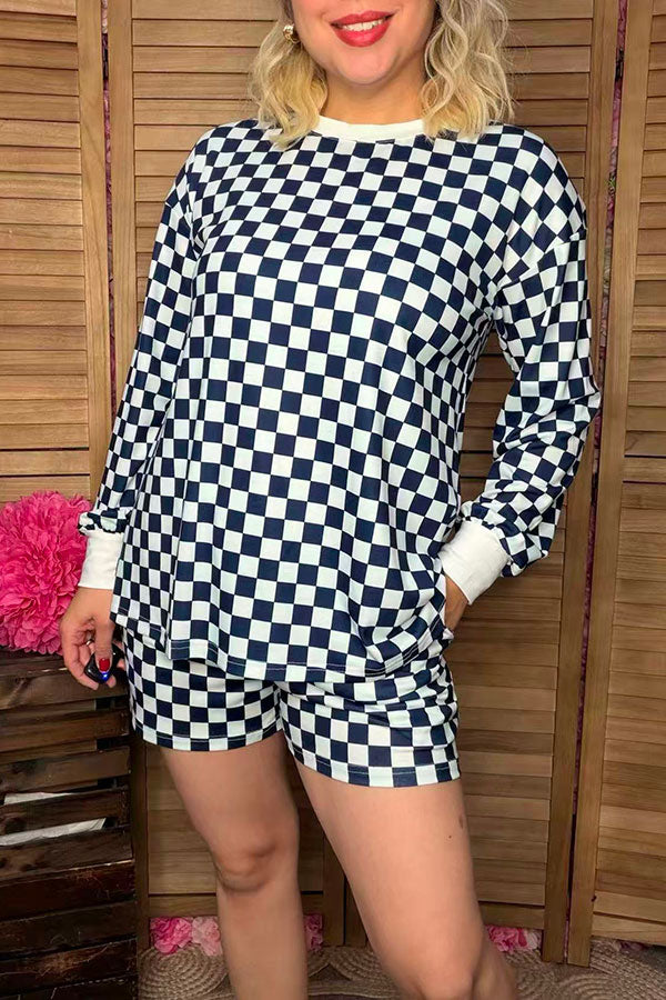 Southern Stitch Mom and me navy blue checkered 2pcs women's sets XCH17044
