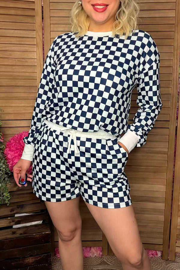 Southern Stitch Mom and me navy blue checkered 2pcs women's sets XCH17044