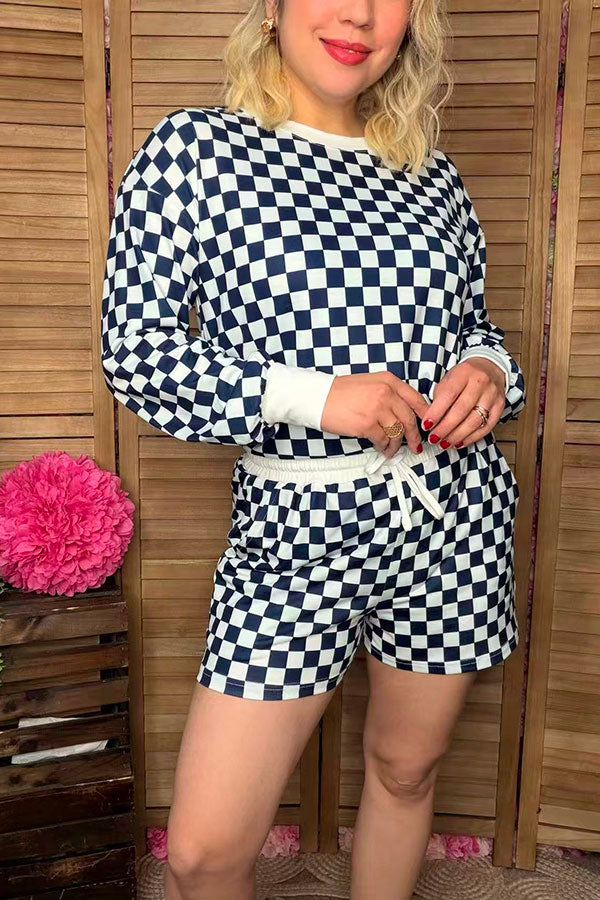 Southern Stitch Mom and me navy blue checkered 2pcs women's sets XCH17044