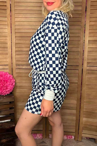 Southern Stitch Mom and me navy blue checkered 2pcs women's sets XCH17044