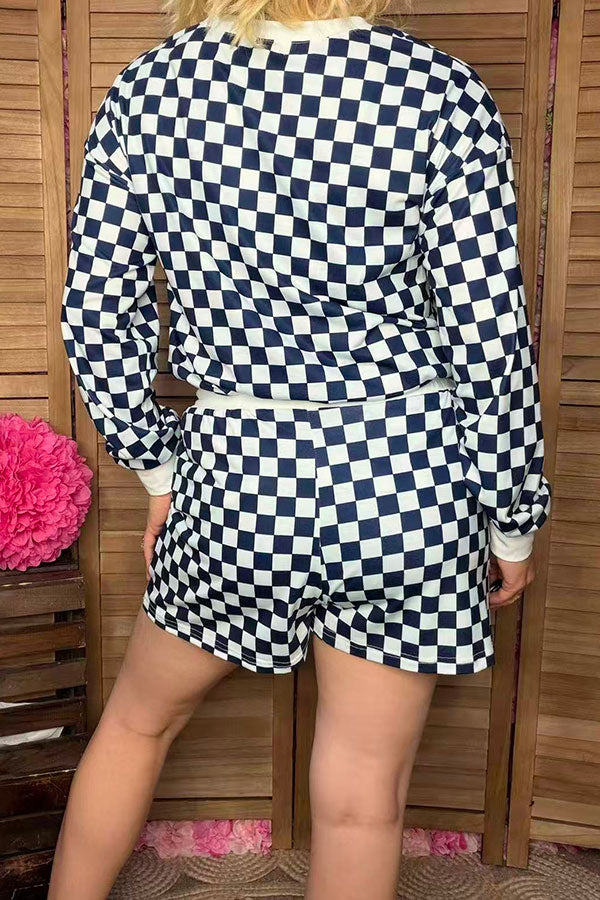 Southern Stitch Mom and me navy blue checkered 2pcs women's sets XCH17044