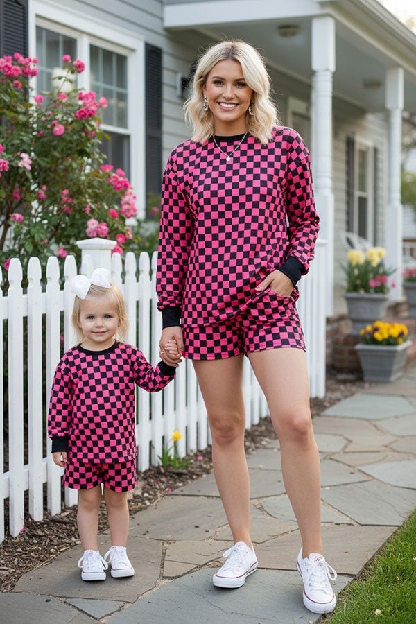 Southern Stitch Mom and me checkered 2pcs women's sets XCH17050