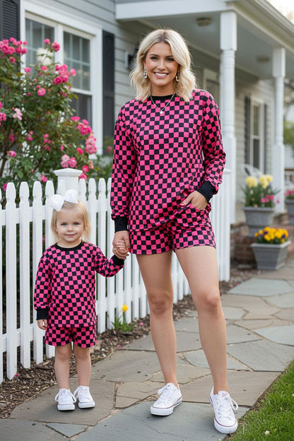 Southern Stitch Mom and me checkered 2pcs women's sets XCH17050