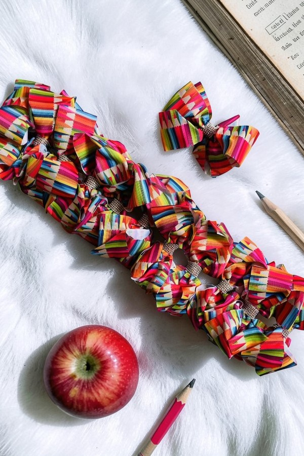 Chic double layer rehinestone 7.5" crayons print boutique girls hairbow $12 for 12pc