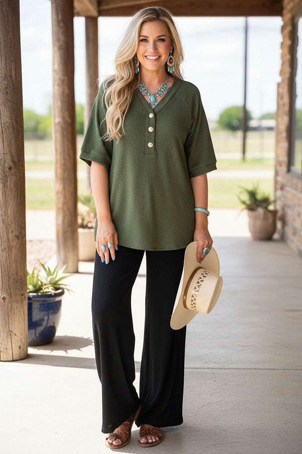 Trendy green ribbed knitted fabric short sleeve women boutique top SP16450