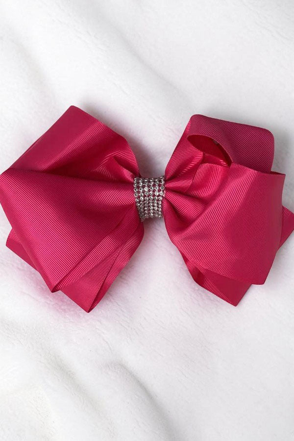 Chic double layer rehinestone 7.5" hot pink boutique girls hairbow $12 for 12pc