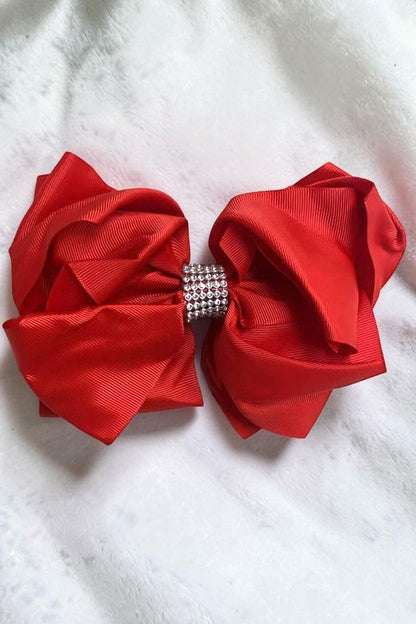 Chic double layer rehinestone 7.5" red boutique girls hairbow $12 for 12pc