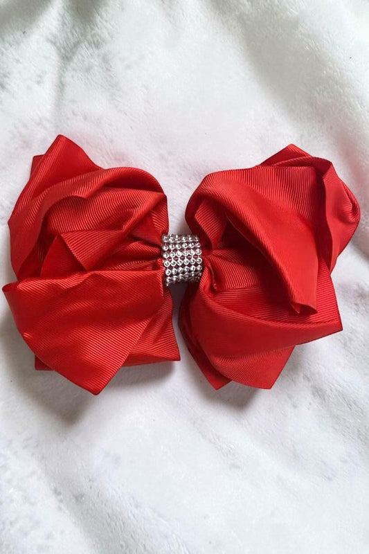 Chic double layer rehinestone 7.5" red boutique girls hairbow $12 for 12pc