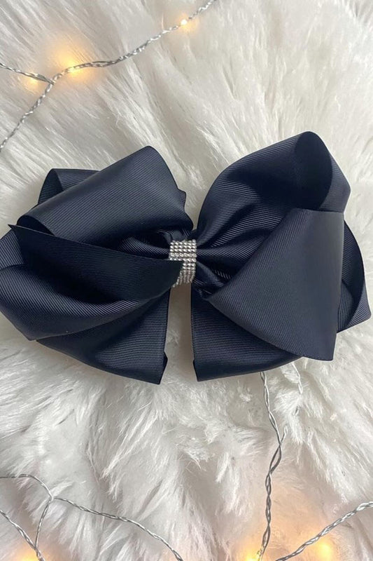 Chic double layer rehinestone 7.5" black boutique girls hairbow $12 for 12pc