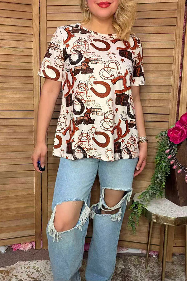 Western rodeo short sleeve women's boutique top Southern Stitch XCH16954