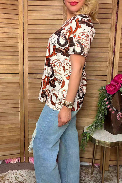 Western rodeo short sleeve women's boutique top Southern Stitch XCH16954