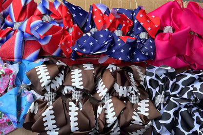 Chic double layer rehinestone 7.5" cow print boutique girls hairbow $12 for 12pc
